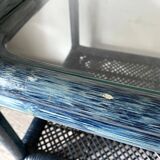 Table basse vintage en rotin et verre