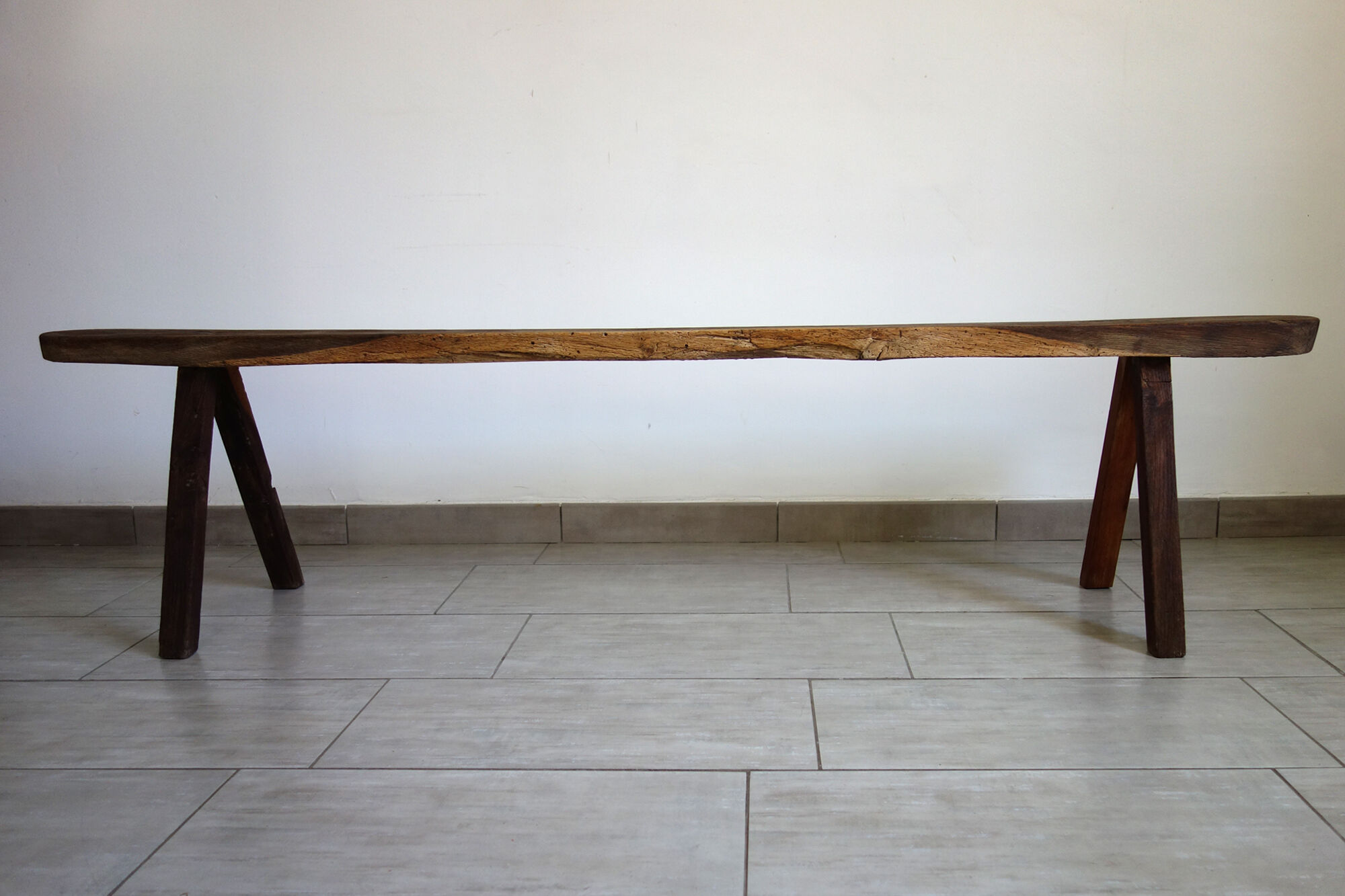 Primitive oak bench late 19th century
