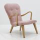 Fauteuil avec tabouret en chêne Danemark 1960s