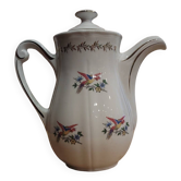 Large vintage ceramic coffee pot from Saint-Amand – Bird and Gold decoration
