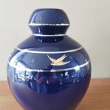 Vase art déco en céramique bleue nuit