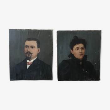 Oil portraits on canvas 19th century
