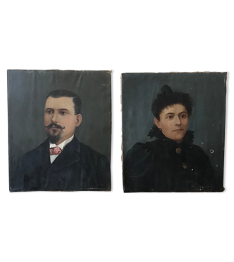 Portraits huile sur toile 19e