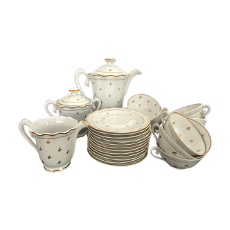 Tea service or coffee in white porcelain and gold Limoges France "Ulim" complete 12 pieces