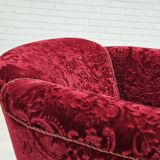 1950s, Danish vintage chair, red cotton/wool fabric, beech wood.
