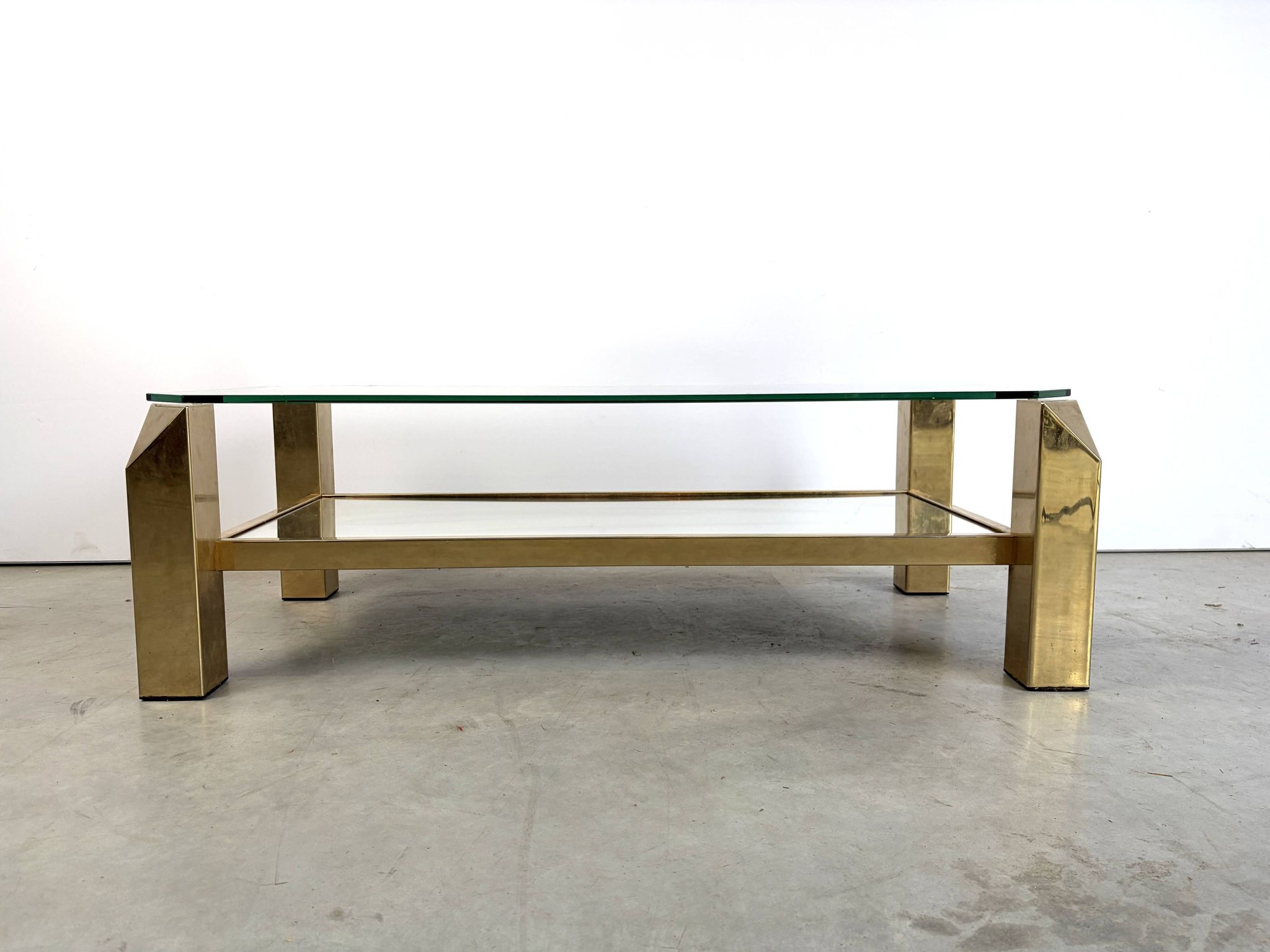 Table basse vintage en plaqué or 23 carats par Belgochrom, années 1970