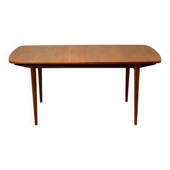 Table extensible en teck avec deux rallonges centrales des années 60