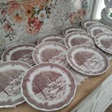 Set of 12 Swiss Landscape HE dinner plates with brown winter decor