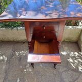 Foldable side table for washing or applying makeup in varnished solid wood 1920