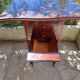 Foldable side table for washing or applying makeup in varnished solid wood 1920