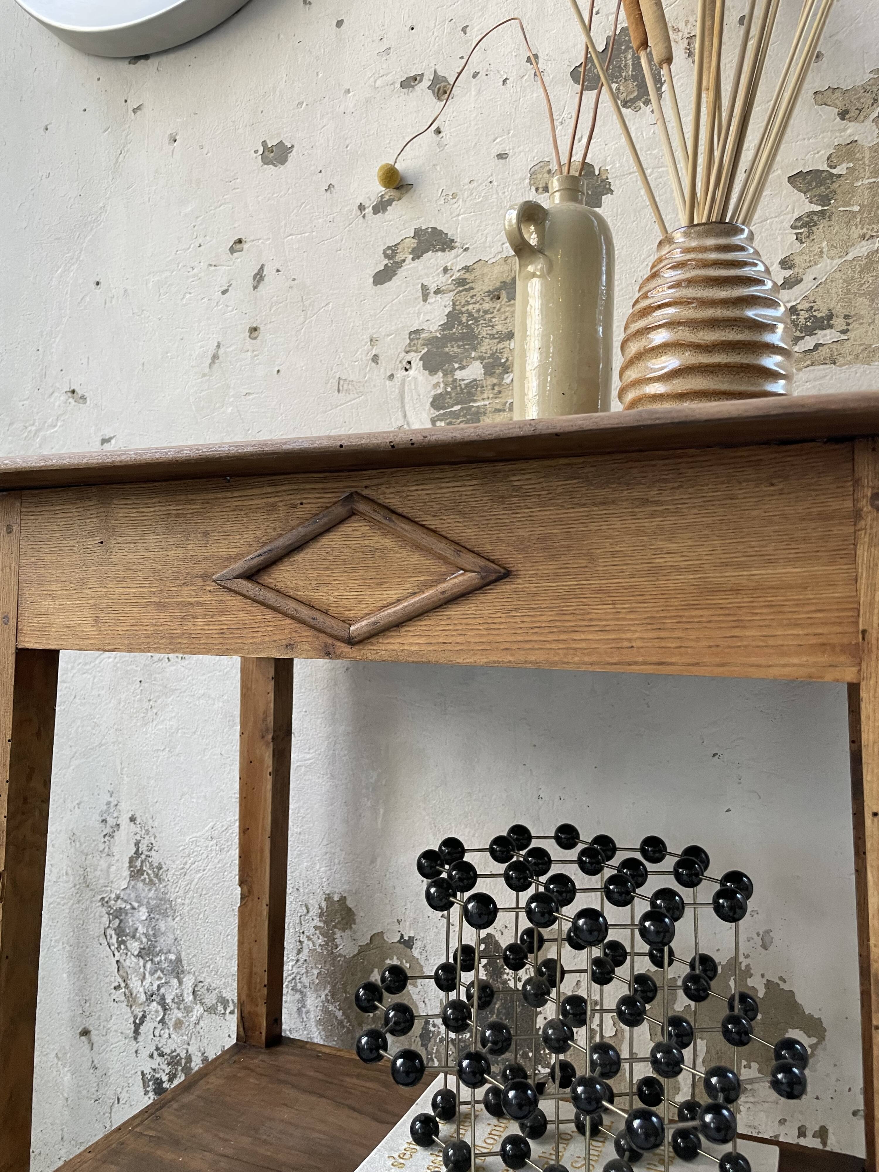 Oak spindle leg console table