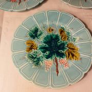 Series of 9 dessert plates in Majolica slip Faience of Sarreguemines
