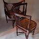 Paire de fauteuils d'angle paillés Jungerstil en acajou 1900.