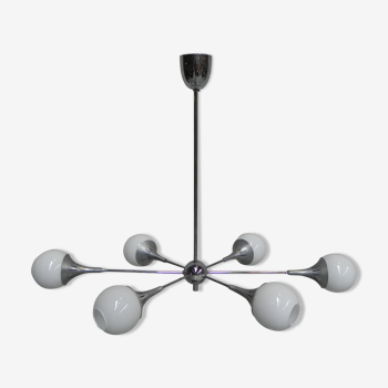 Vintage space age pendant lamp with 6 glass balls