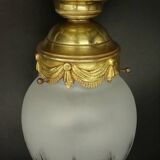 Louis XVI style pendant light / ceiling light / ogive chandelier - gilded bronze & chiseled glass