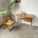 Louis Sognot rattan desk and its chair