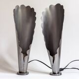 Pair of brushed steel lamps⎮60s, 70s