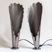 Pair of brushed steel lamps⎮60s, 70s