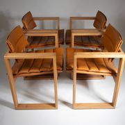 Cubic Pinewood & Leather Armchair by Ate van Apeldoorn for Houtwerk Hattem,