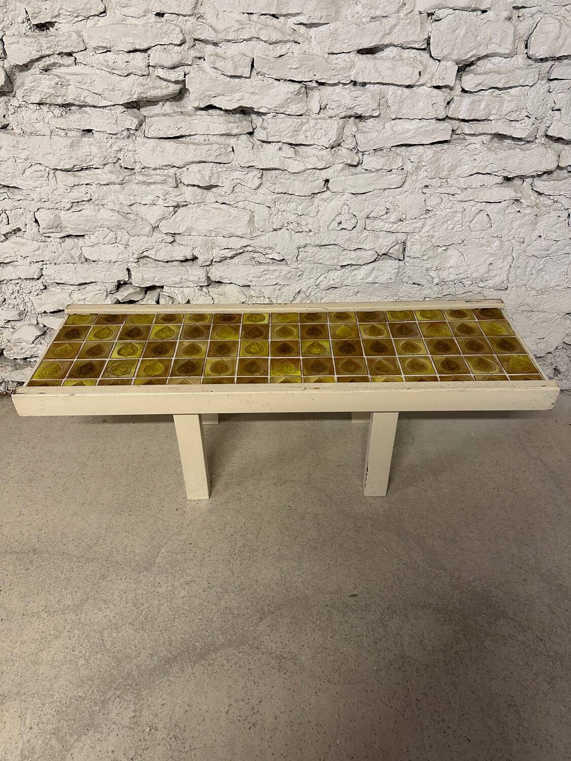 Vintage wood and ceramic coffee table