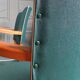 Set de 4 fauteuils bridges hêtre massif vernis & simili cuir vert 1958