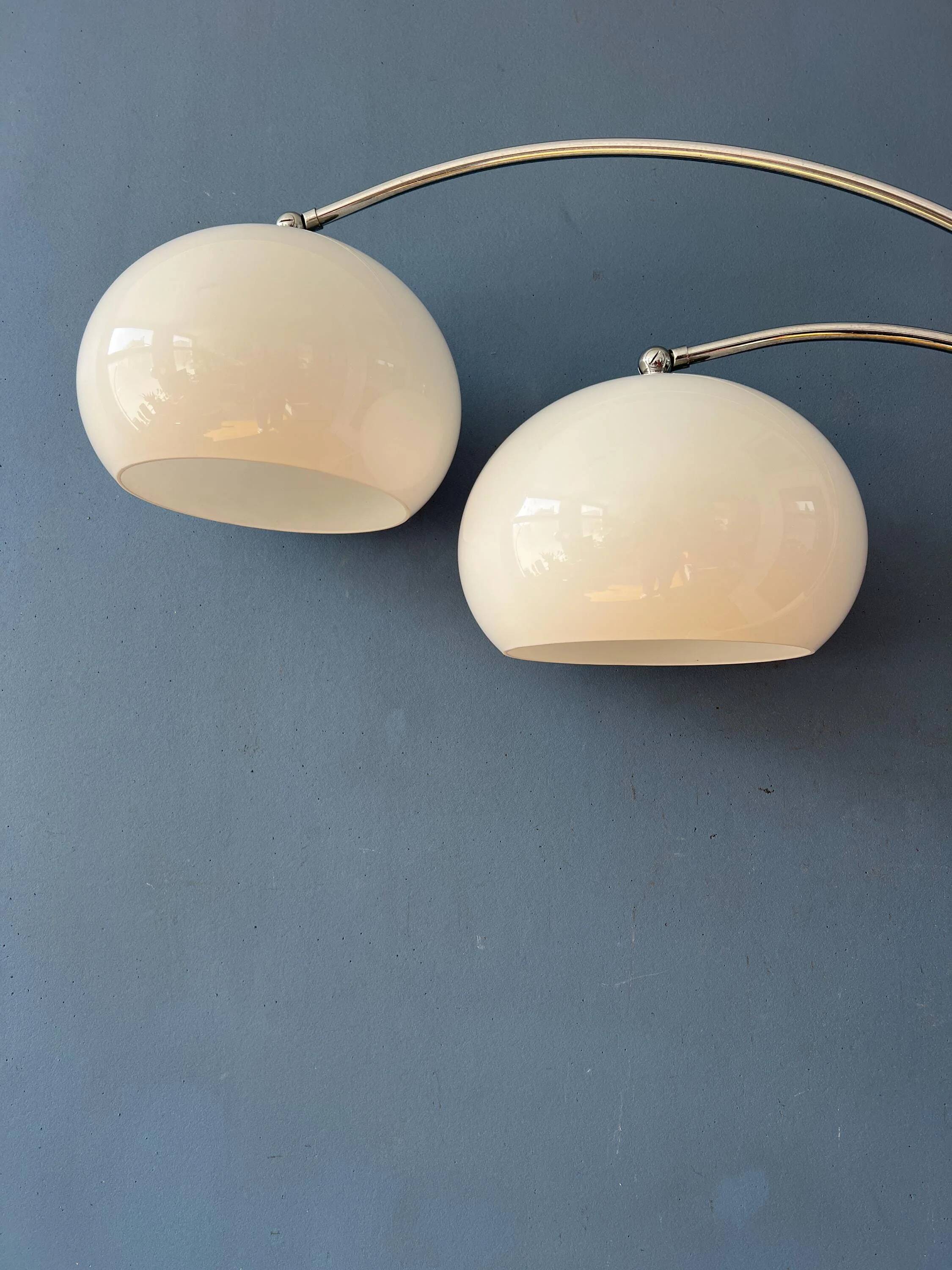 Space Age Dijkstra double arc white mushroom floor lamp