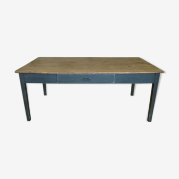 Table de ferme de campagne en pin patinée noir de 196 cm