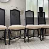 Set of 4 black lacquer chairs