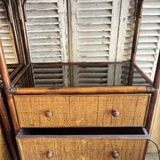 Vintage rattan shelving unit