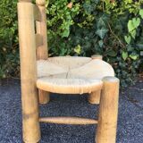 Low wooden chair and straw 50s