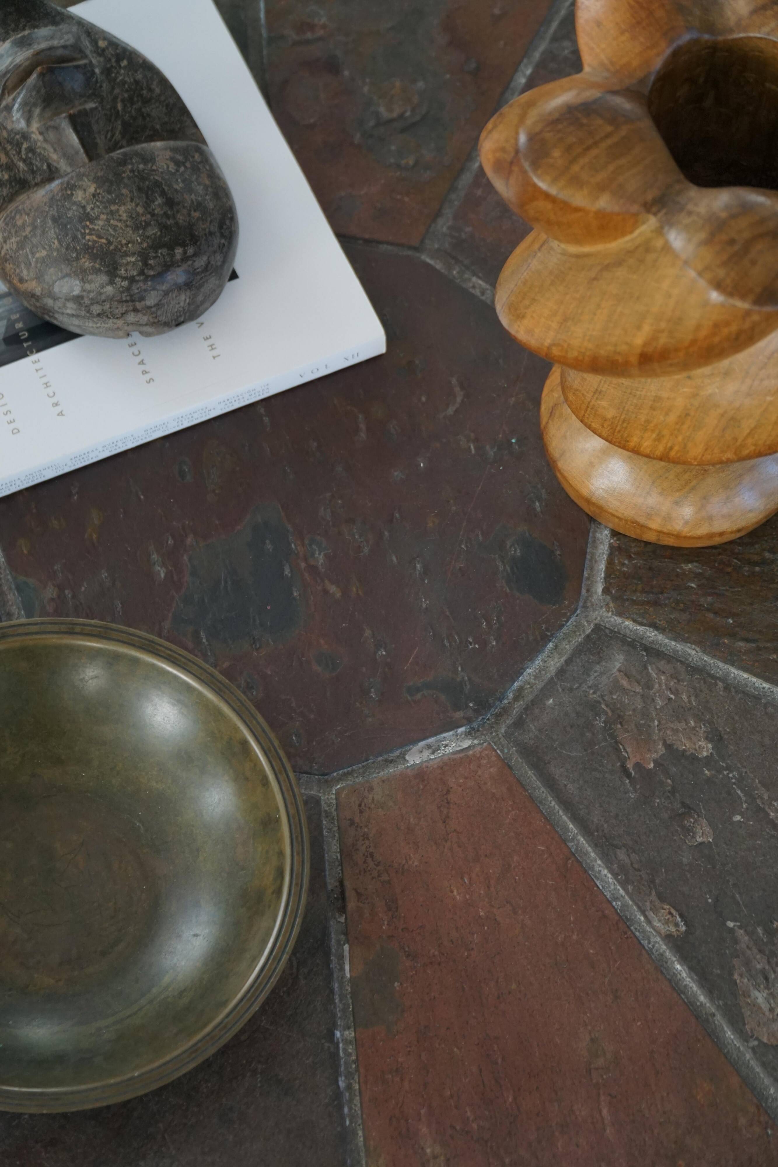 Danish coffee table from the mid-20th century, wooden frame and ceramic tiled top.