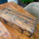 Antique French Wood Iron and Hide Handmade Wood Chest or Trunk