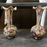 Set of two blown glass and multi-colored soliflores