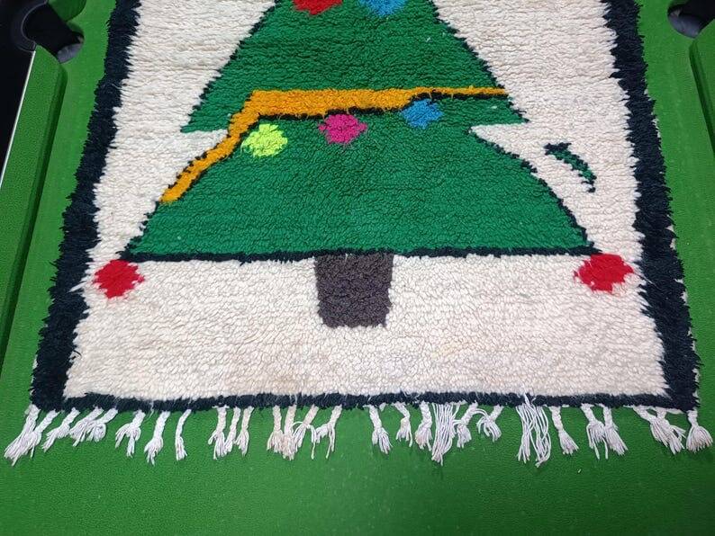 Handmade pure natural wool rug, size 100 x 200 cm