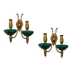 Brass Ceramic Sconces Set of 2 1940’s