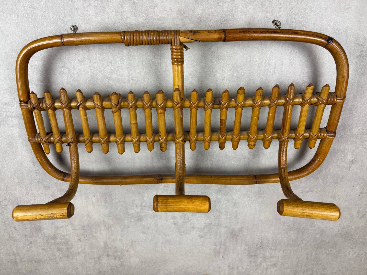 1960s Italian Rattan Coat Rack