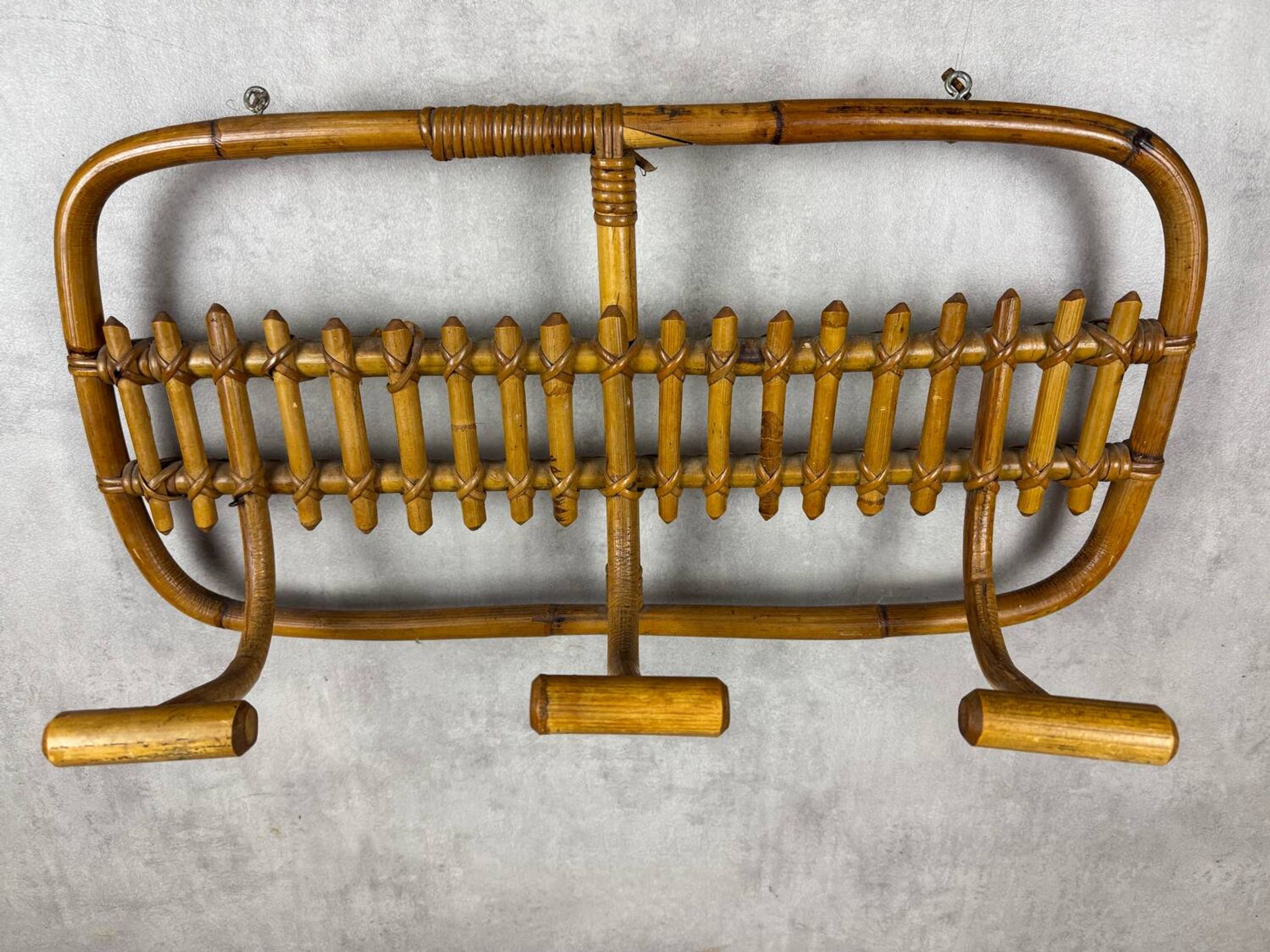 1960s Italian Rattan Coat Rack