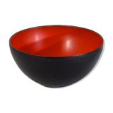 Vintage Krenit bowl by Herbert Krenchel, Denmark 1950, black metal and red enamel