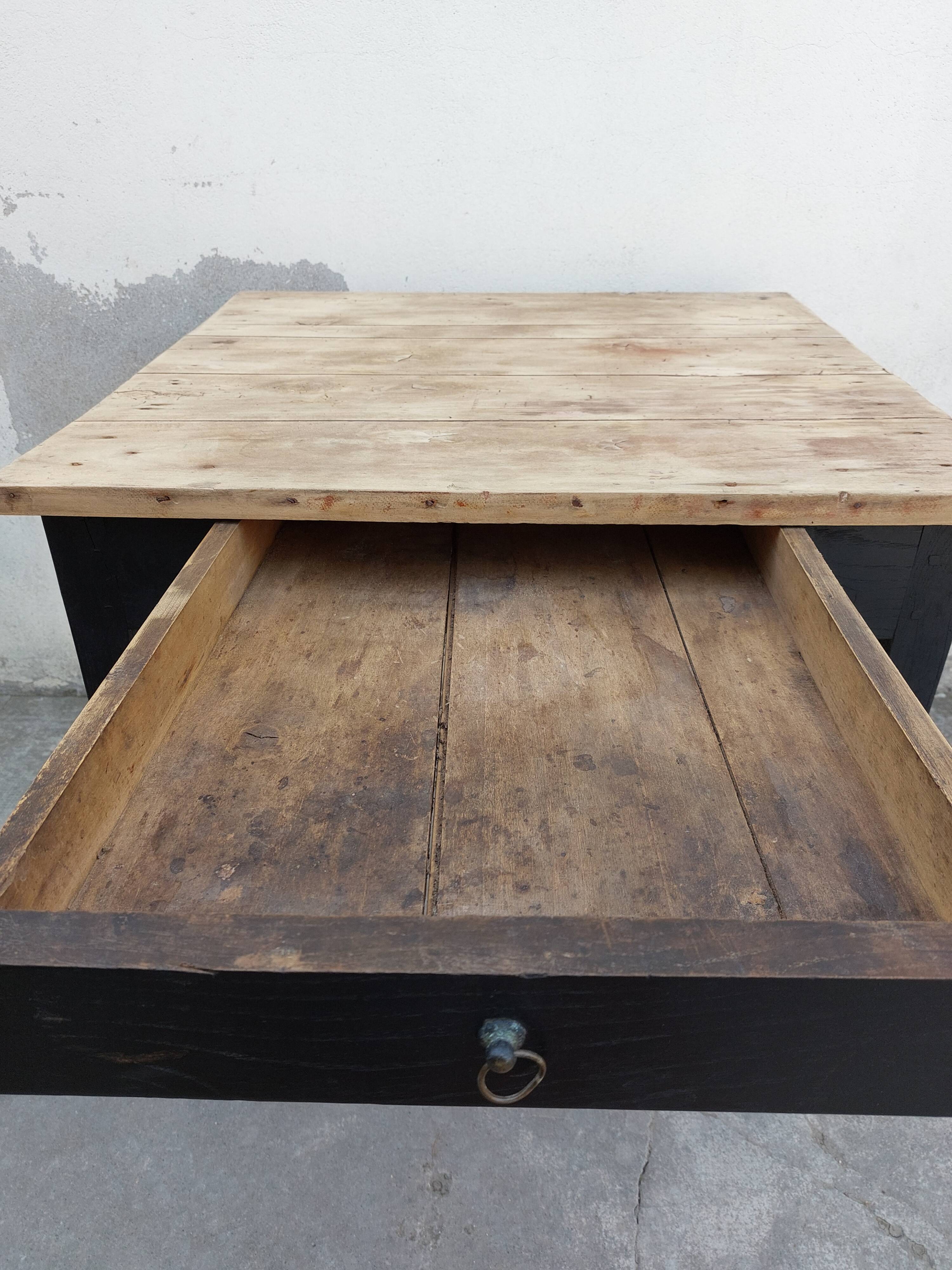 Black patinated old farmhouse table