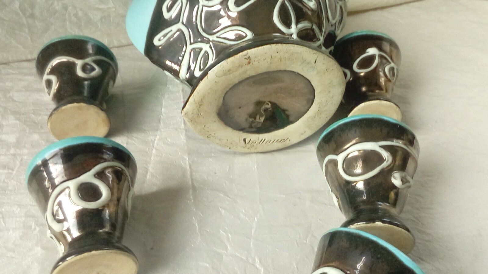 Vintage Vallauris ceramic liqueur service