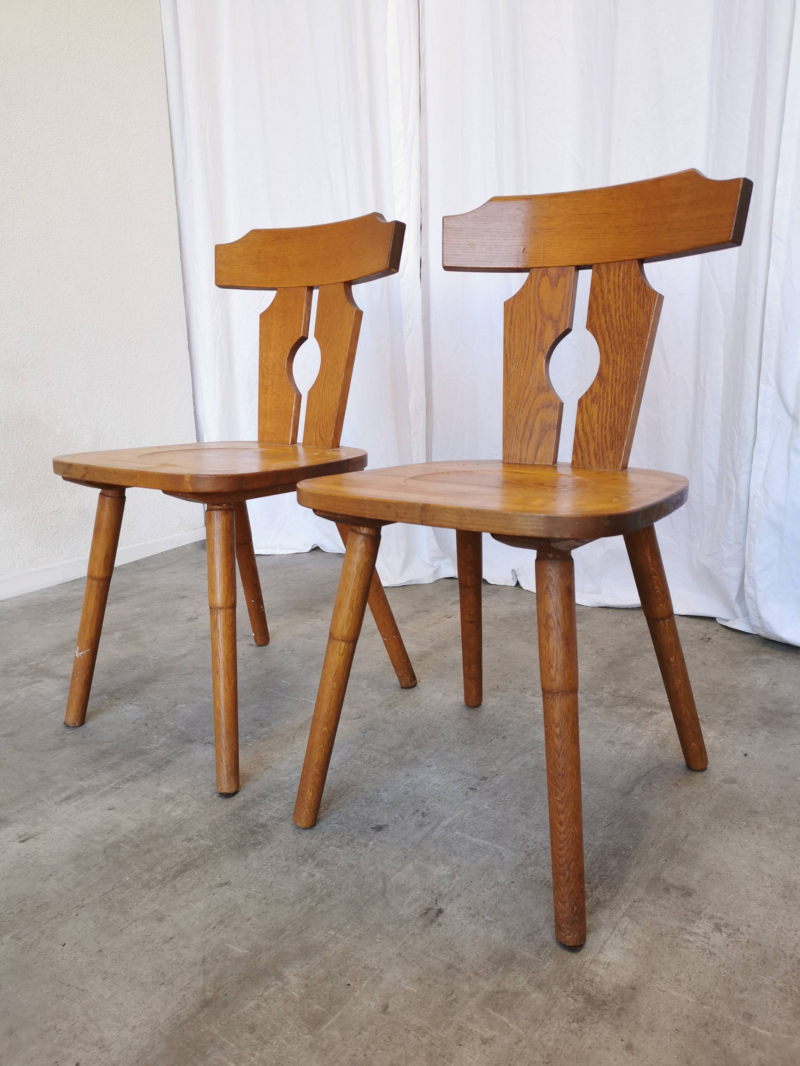 Set of 2 Vintage Wooden Tyrolean Dining Chairs by Ruko Sessel Alois Koller