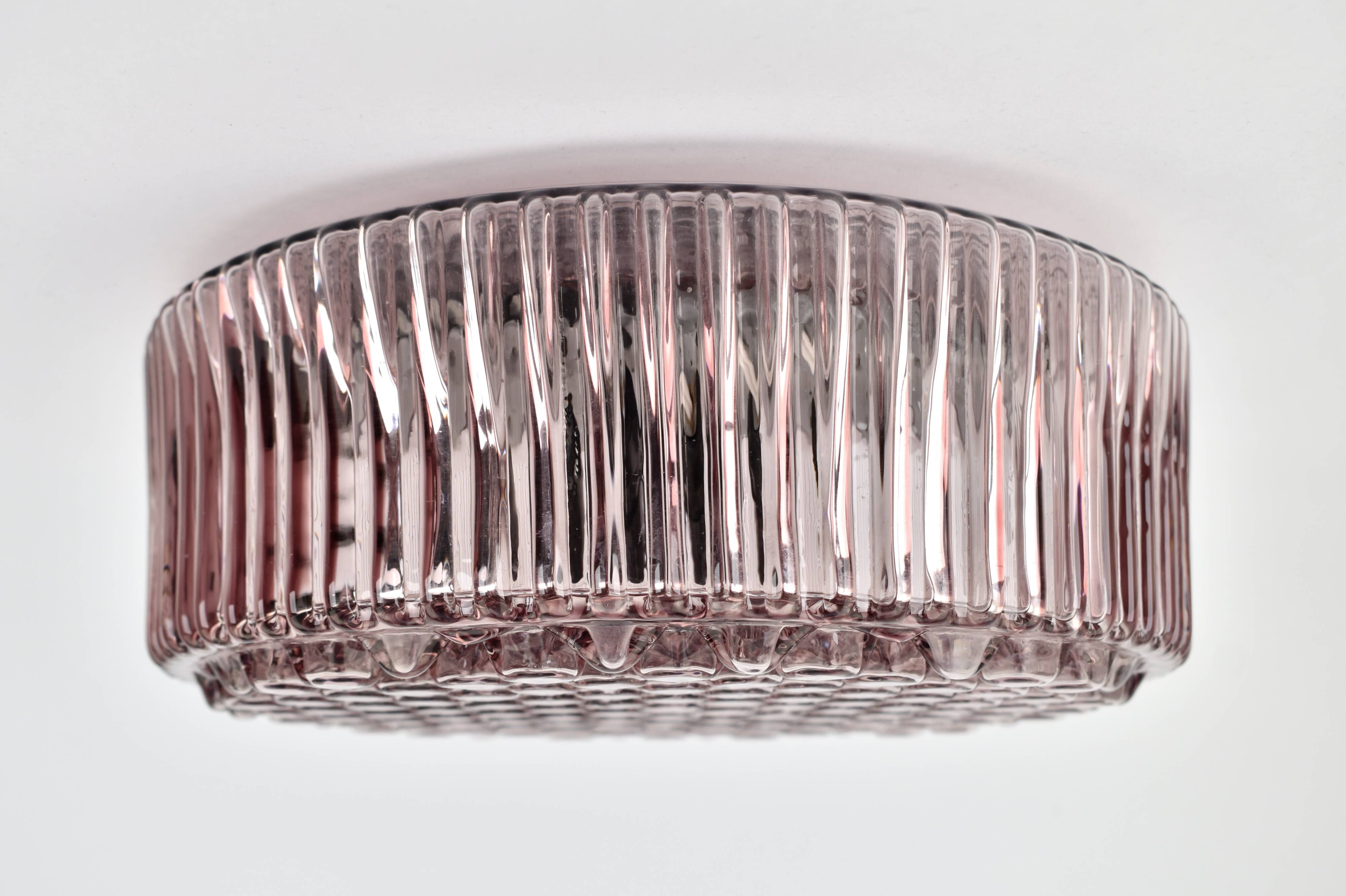 Mid-century modern amethyst glass flush mount, 1970s