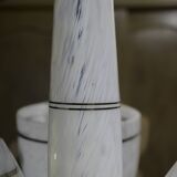 Art Deco chandelier/suspension with 3 domes in mixed glass and chrome metal