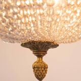 Ancien plafonnier bronze et 3 tulipes fleurs