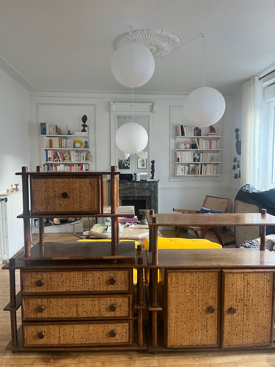 Modular rattan library Maugrion for Rochebobois