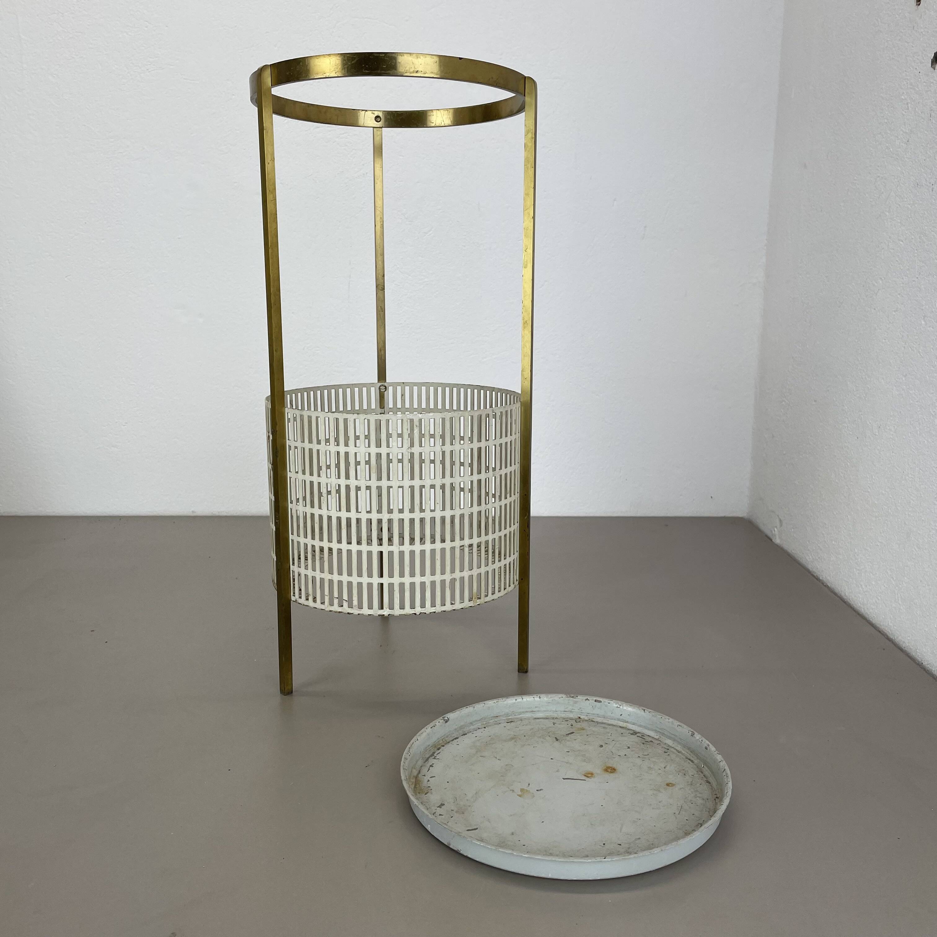 Midcentury Brass Mategot Style Hollywood Regency Umbrella Stand, France 50s