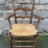 Provencal armchair, straw, vintage, early 20th century.