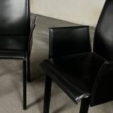 Office chair with armrests in thick black leather, Cattelan Italia