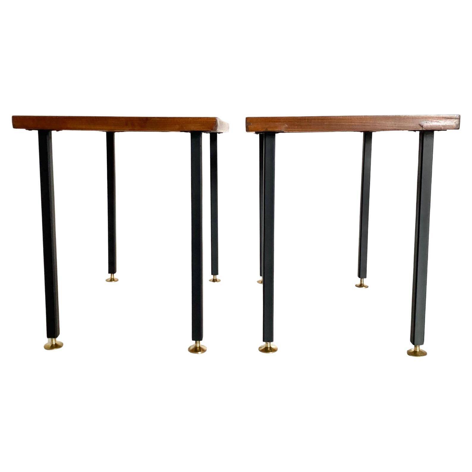 Tables d'appoint en teck du milieu du siècle, lot de deux, Italie années 1950