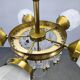 Czech Art Deco Brass and Glass Chandelier, 1950s
